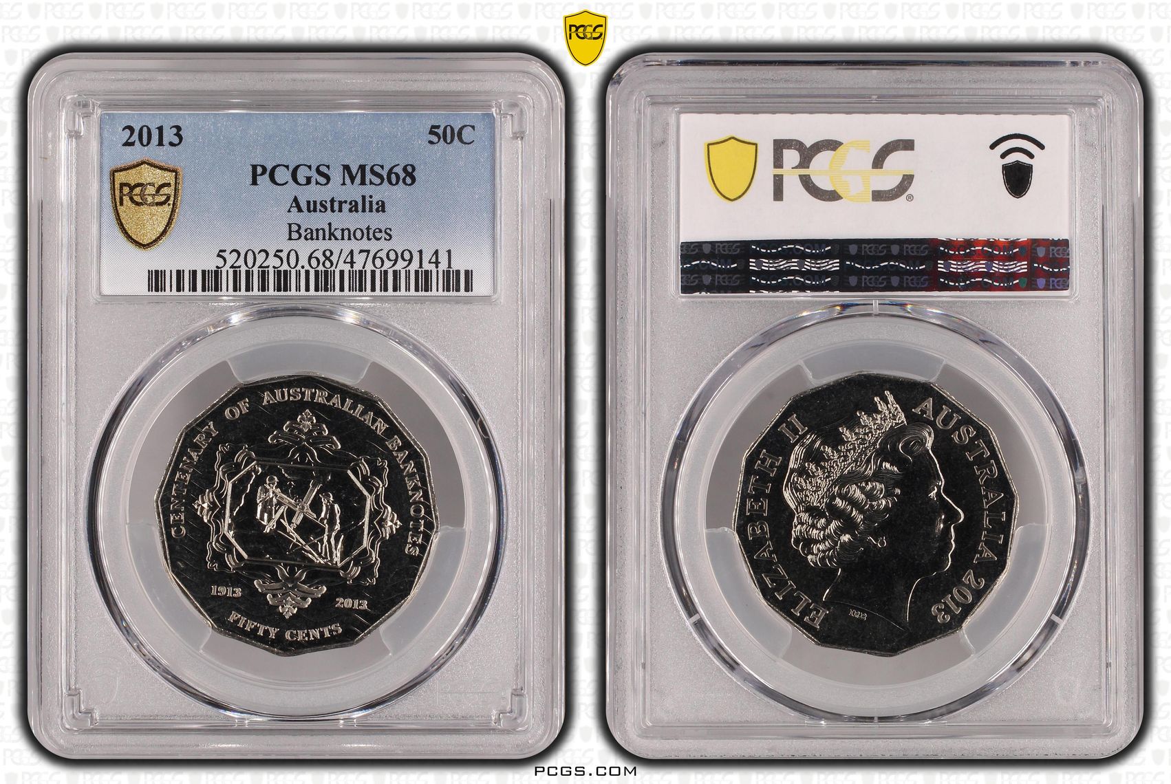 Banknotes, Fifty Cent, 2013, PCGS MS 68