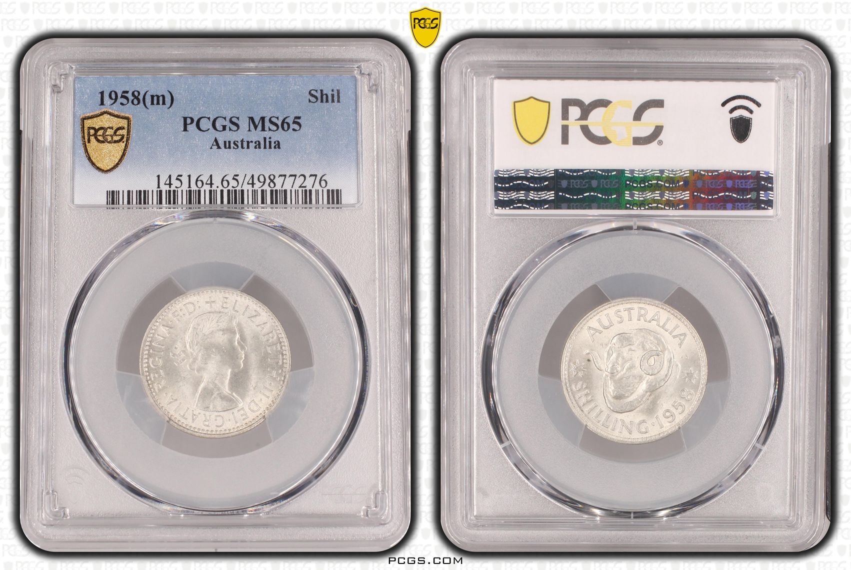 Elizabeth II, , Shilling, 1958(m), PCGS MS65