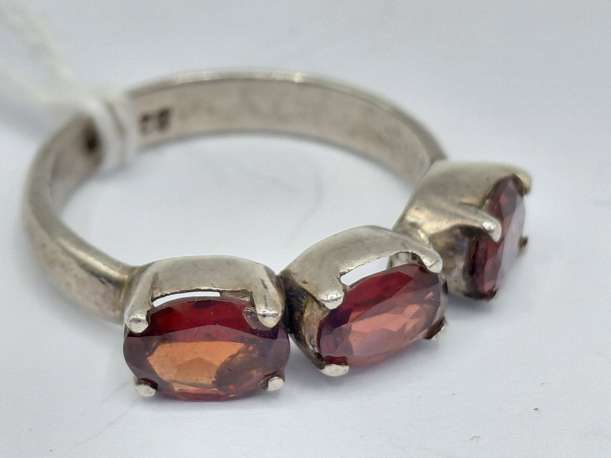 Silver Garnet Row Ring