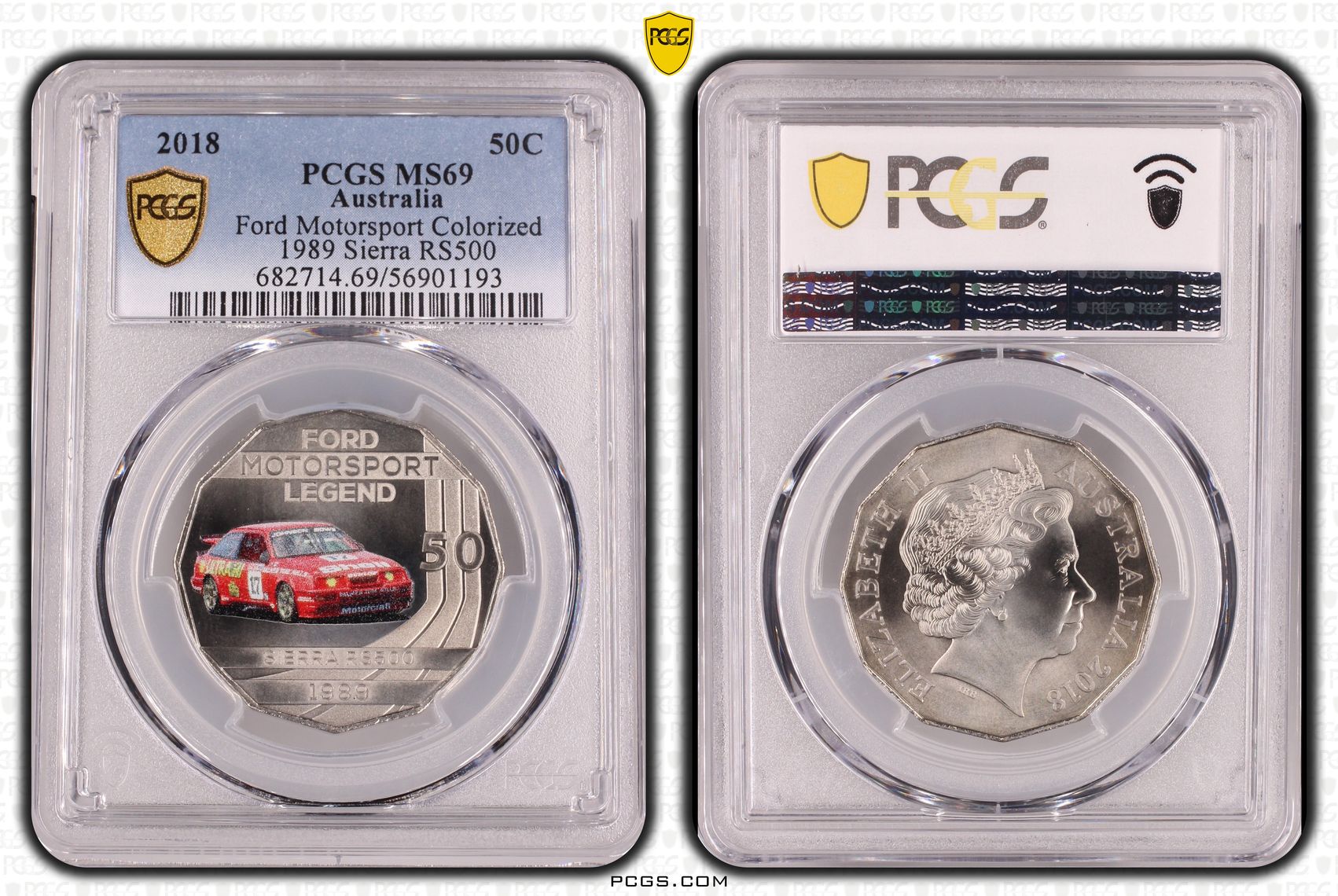 Ford Motorsport Colorized - 1989 Sierra RS500, Fifty Cent, 2018, PCGS MS69