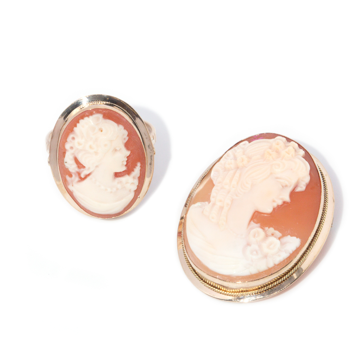 Cameo Ring & Brooch Pendant 9ct Gold