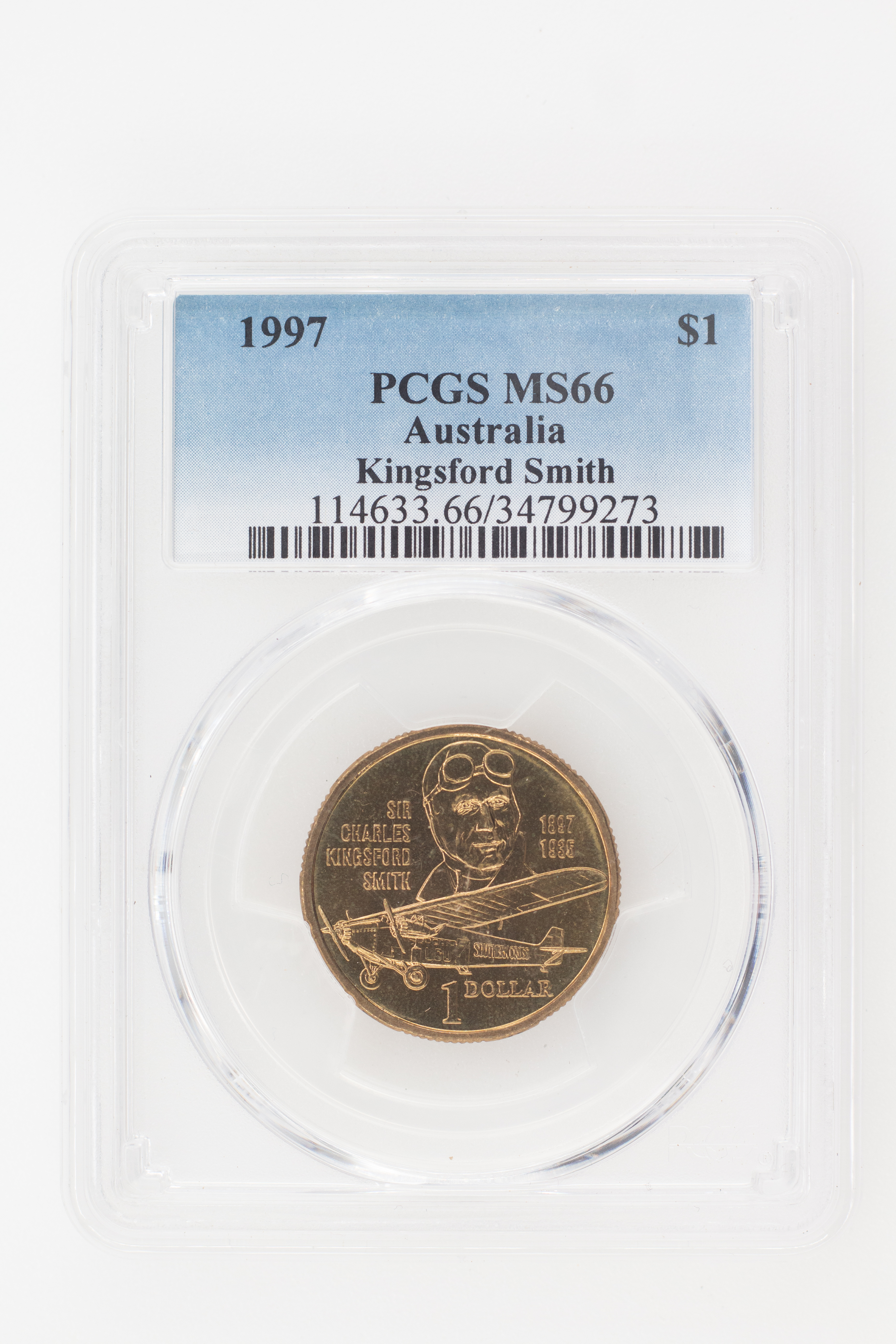 1997 Australia One Dollar, $1 Kingsford Smith PCGS - MS66 -273