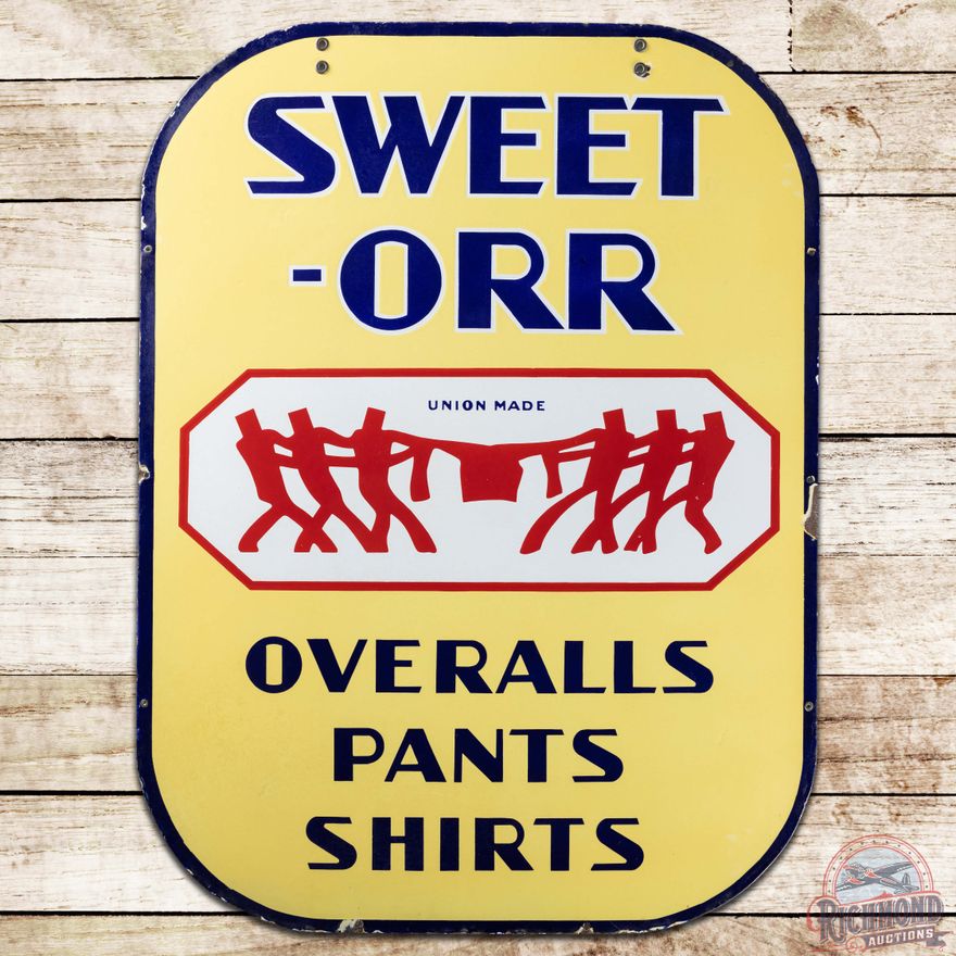 Sweet Orr Overalls Pants Shirts DS Porcelain Sign w/ Logo