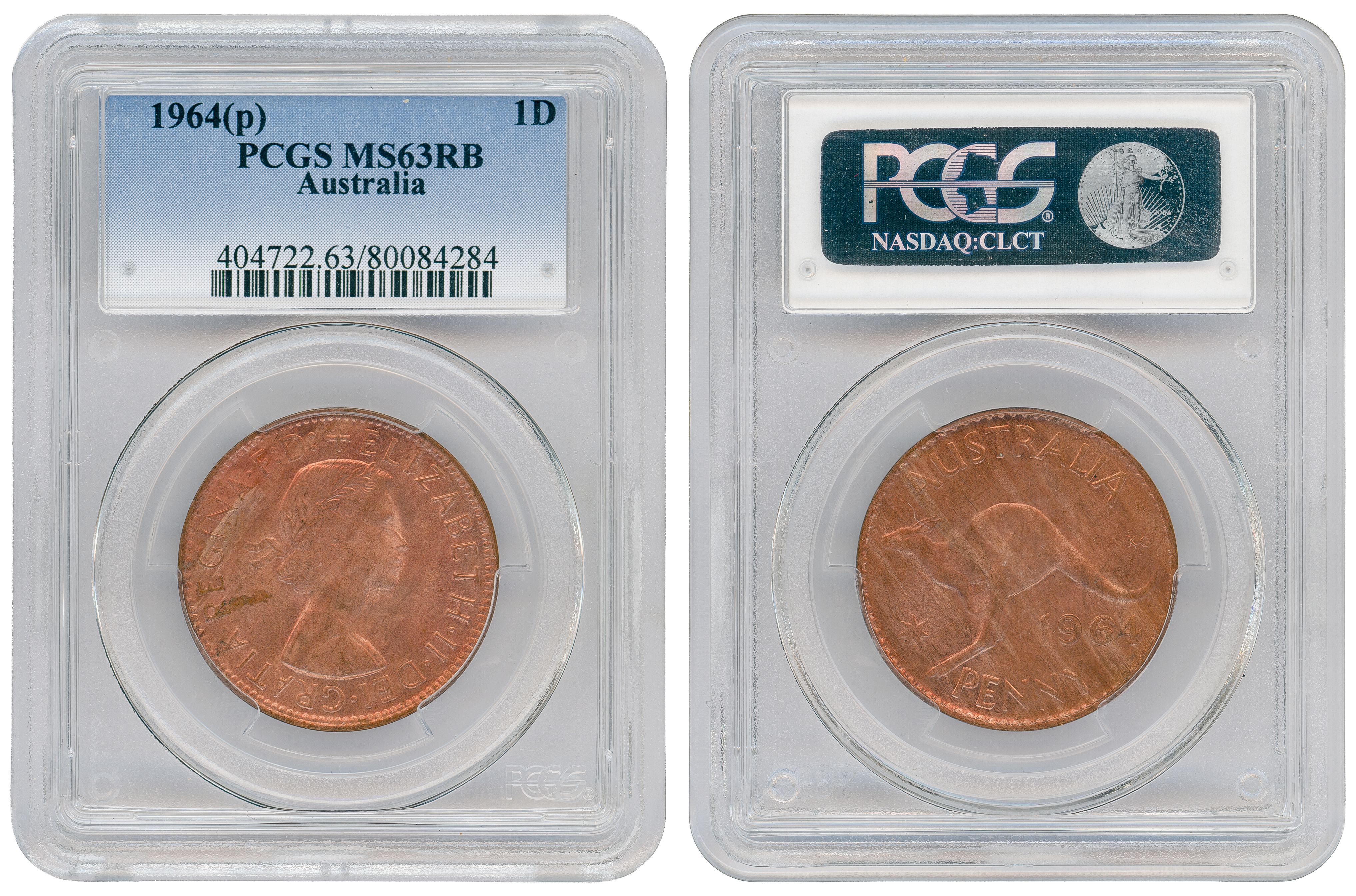Elizabeth II, Penny, 1964-Y., PCGS MS63RB