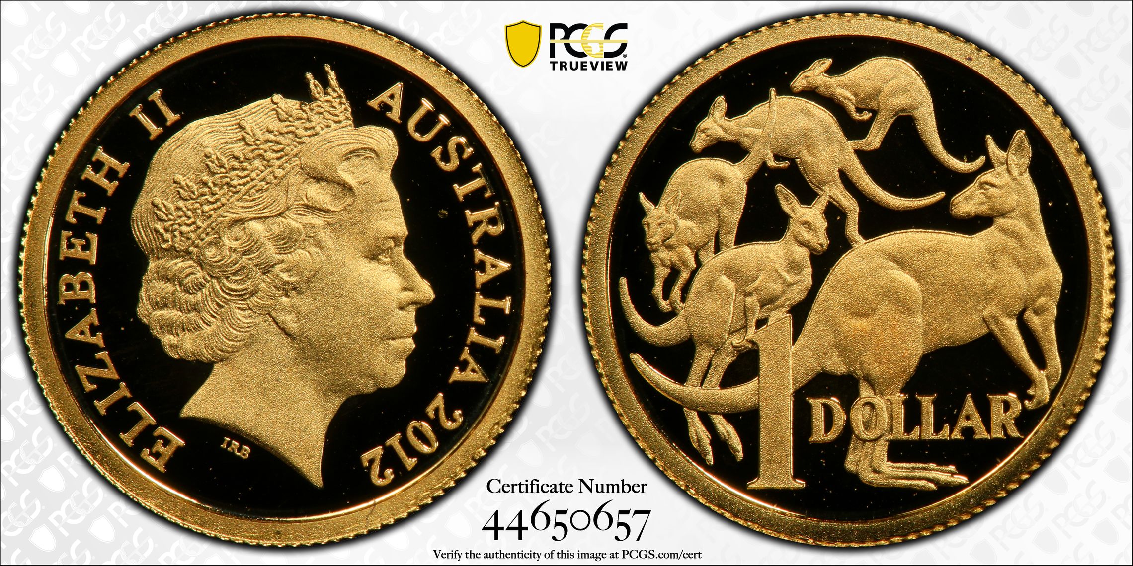 2012 Australia One Dollar, $1 Proof Kangaroo PCGS - PR69DCAM -657