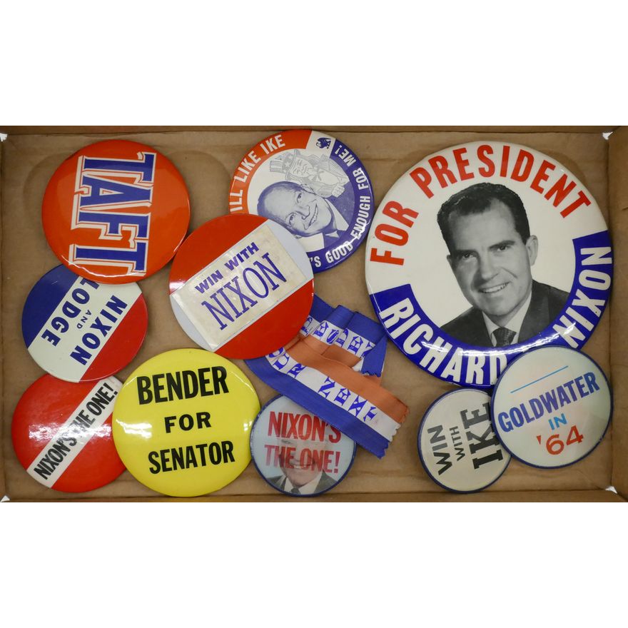 Box Vintage Large Political Pinback Buttons
