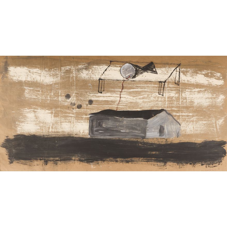 Jay Steensma ''Eco, Sky Symbol'' 1991 Oil on Paper Bag