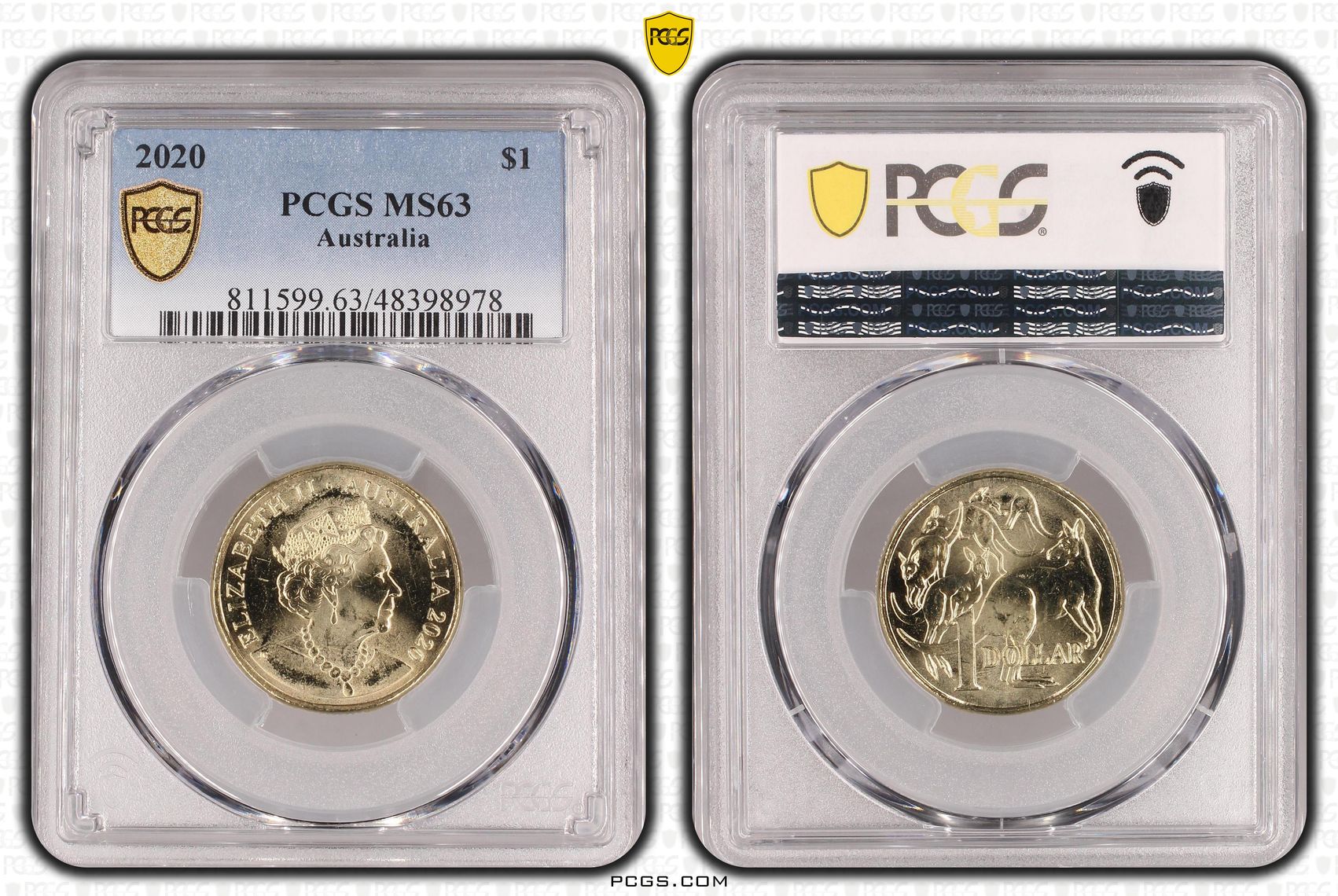 445 · Elizabeth II,  , One Dollar, 2020, PCGS MS63