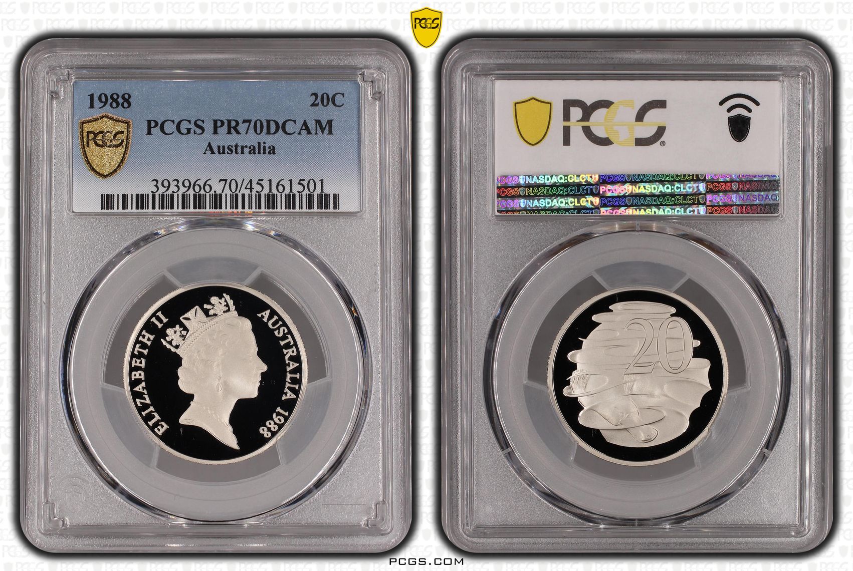 1988 Australia Twenty Cent, 20c PCGS - PR70DCAM POP 16/0 -501
