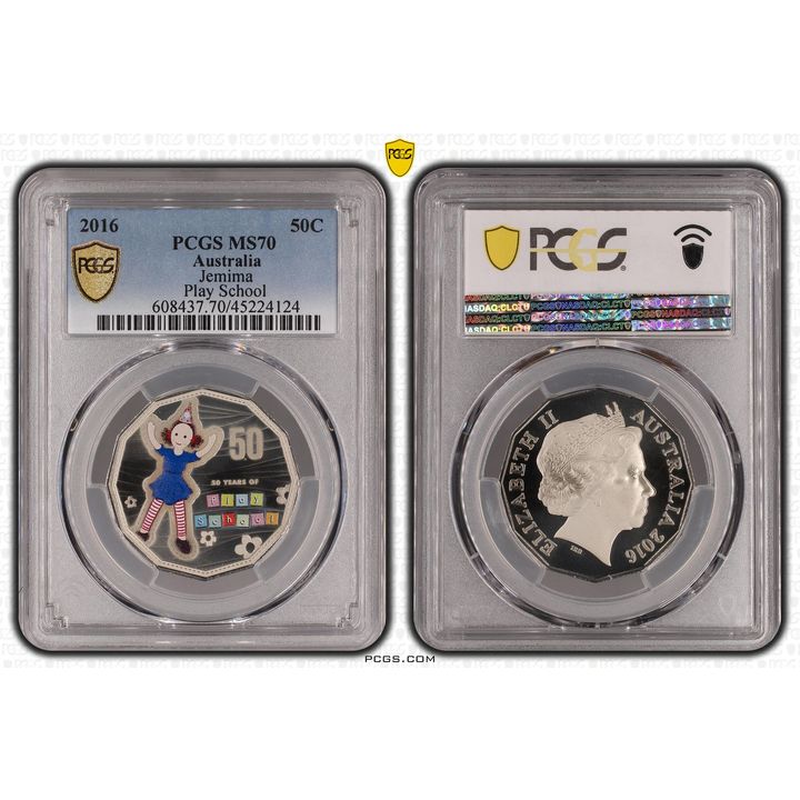2016 Australia Fifty Cent, 50c Play School Jemima PCGS - MS70 POP 3/0 -124