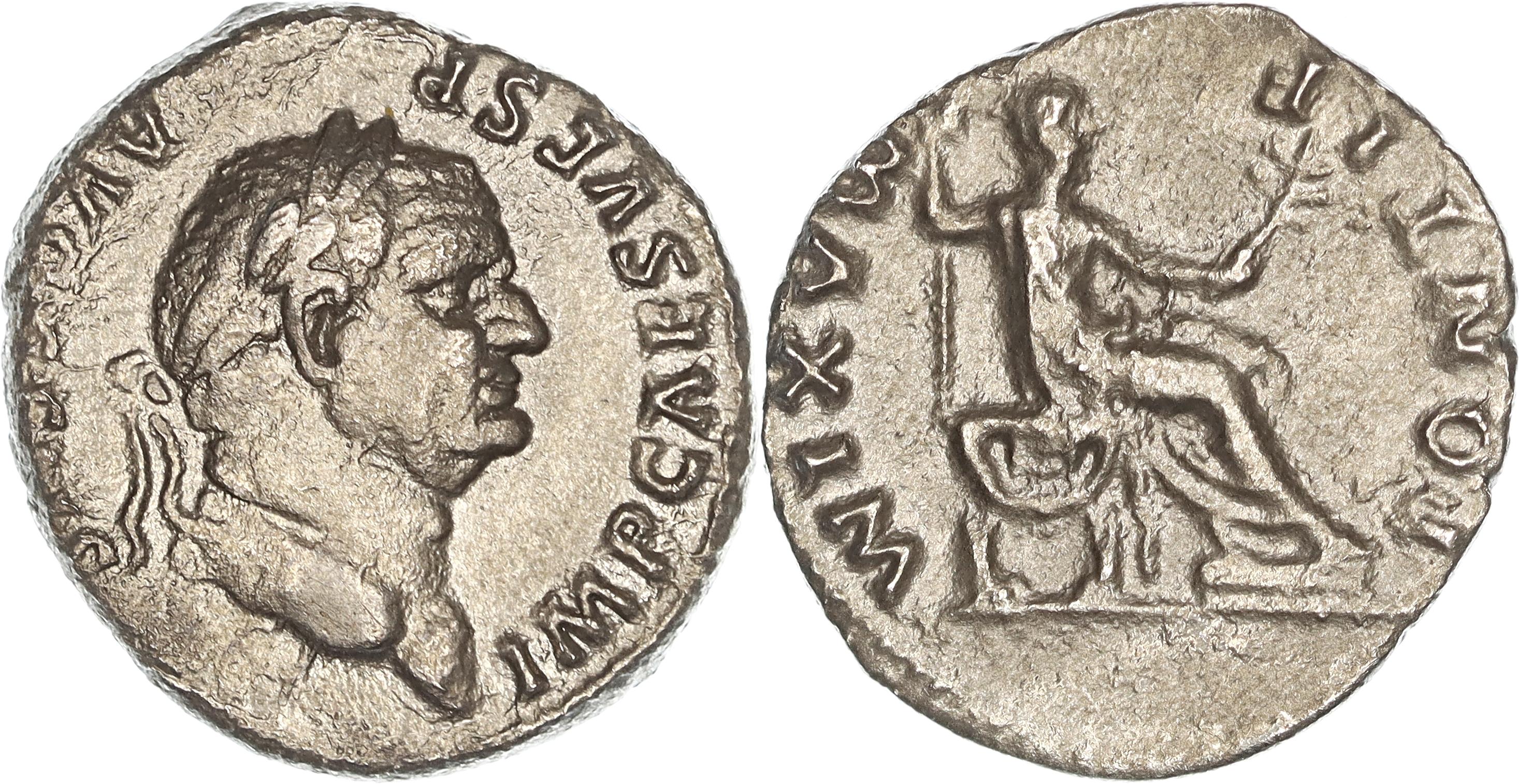 Roman Empire, Vespasian, Silver Denarius, 73 AD, nVF