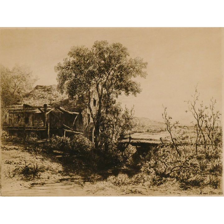 Kruseman Van Elten ''Dutch Homestead'' 1883 Etching 12''x16'' Sheet