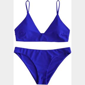 ZAFUL WOMEN'S SOLID SPAGHETTI STRAP BRALETTE BIKINI SET TWO PIECE SWIMSUIT US6