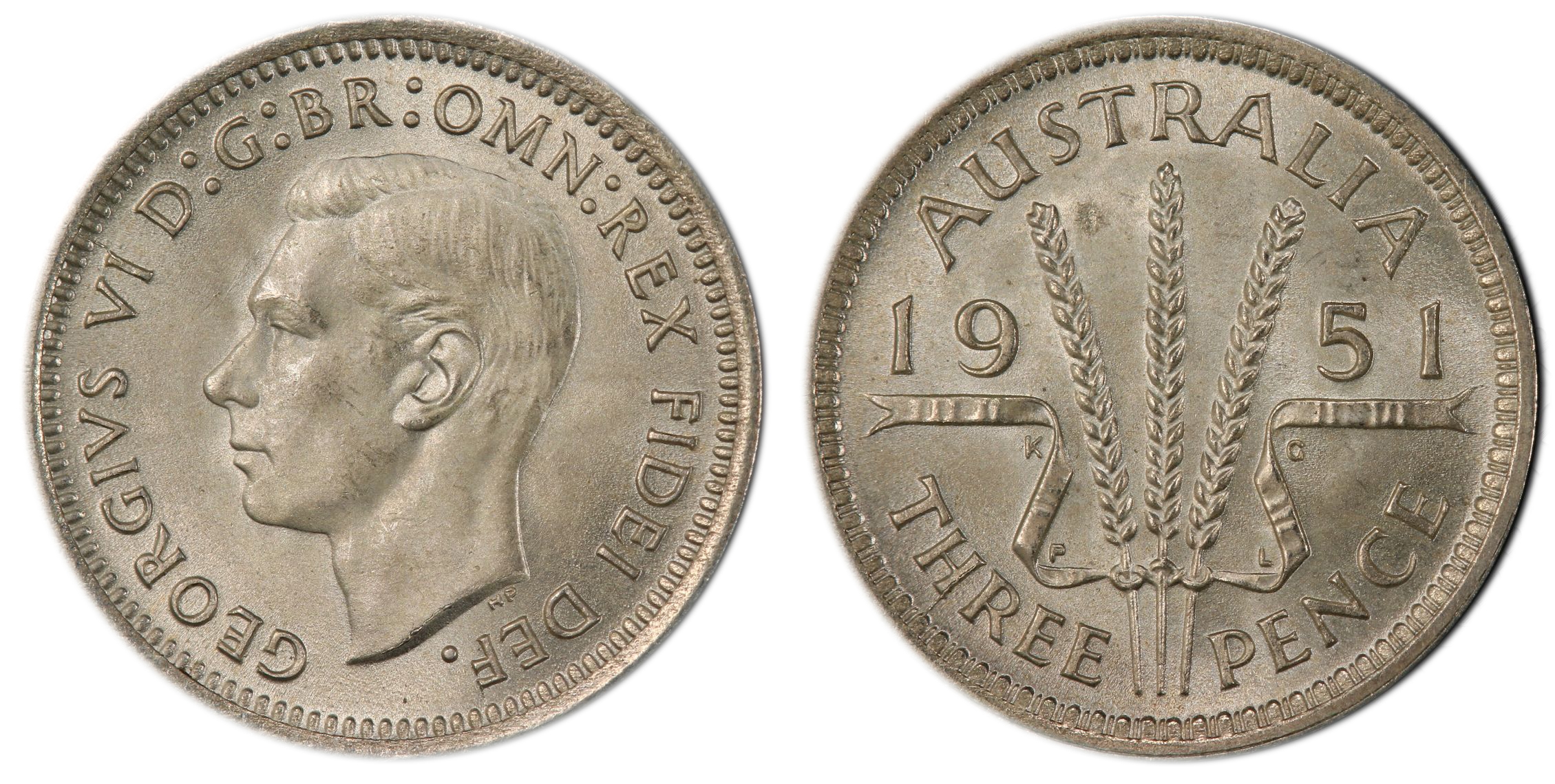 George VI, Threepence, 1951-PL, PCGS MS66