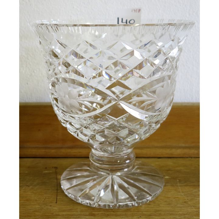 HEAVY CUTGLASS VASE,