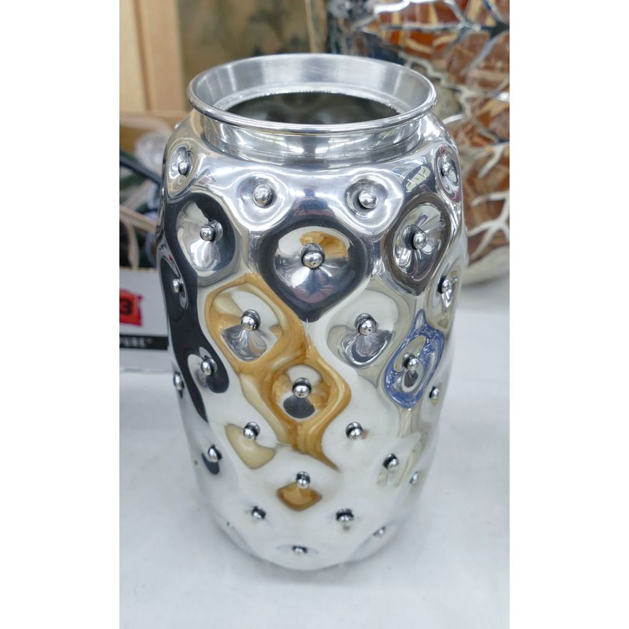 Leon Fontier Pewter Hobnail Vase 8''