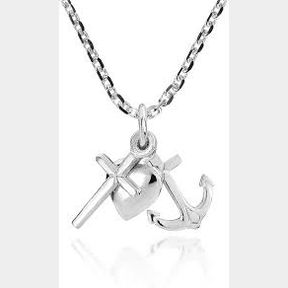 Anchor Cross Heart Charm on Sterling Silver Pendant Necklace - Bar 9902027583010-51748/4454