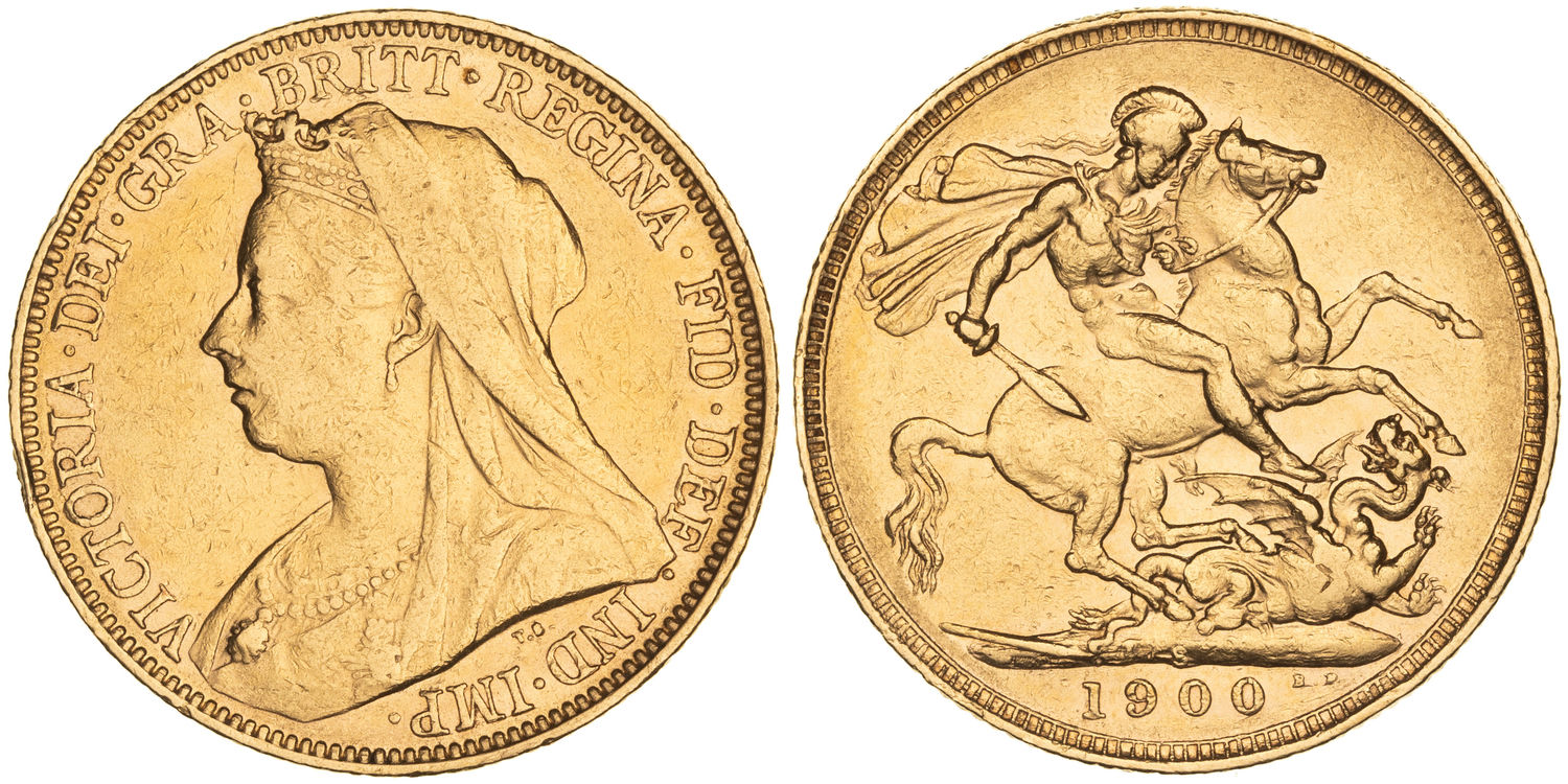 Victoria, St George Reverse, Sovereign, 1900-S, gF