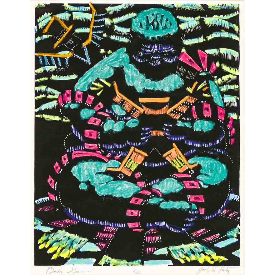 Jack McLarty ''Baby Game'' Pencil Signed Artist's Proof Woodcut