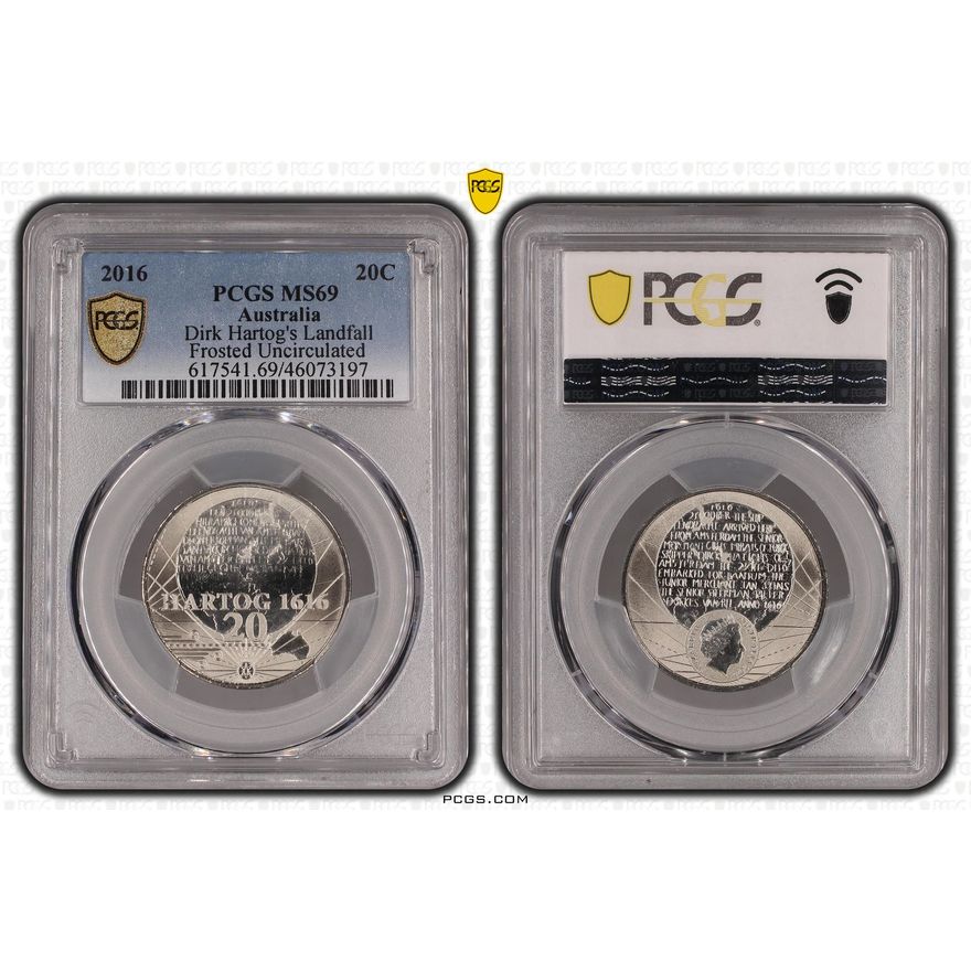 2016 Australia Twenty Cent, 20c 400th Ann Dirk Hartog's Landfall Frosted Uncirculated PCGS - MS69 -197