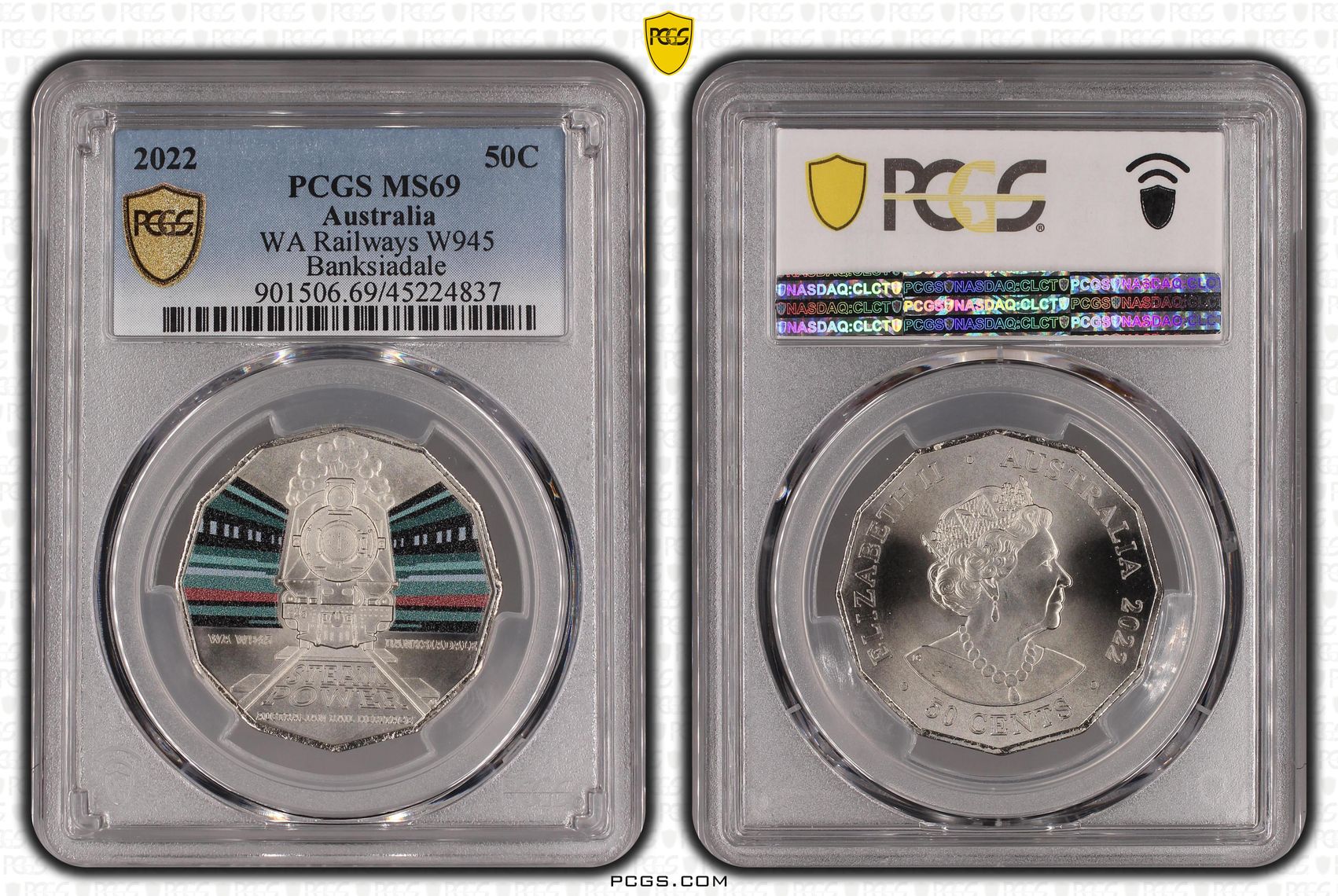 2022 Australia Fifty Cent, 50c WA Railways W945 PCGS - MS69 -837