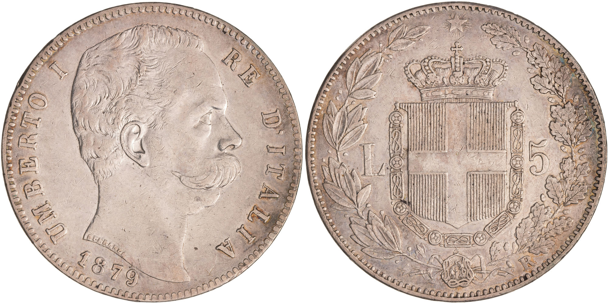 Italy, Umberto I, Five Lire, 1879, VF