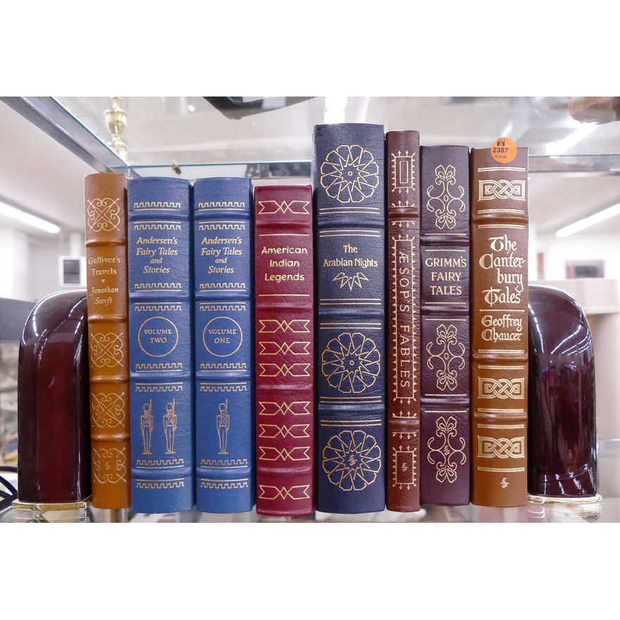 8pc Easton Press Leather Bound Fables & Classics- Aesop Fables, Arabian Knights, Canterbury Tales, Etc