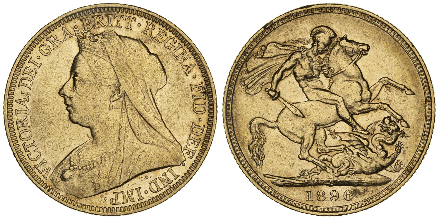 Victoria, St George Reverse, Sovereign, 1896-S, Fine