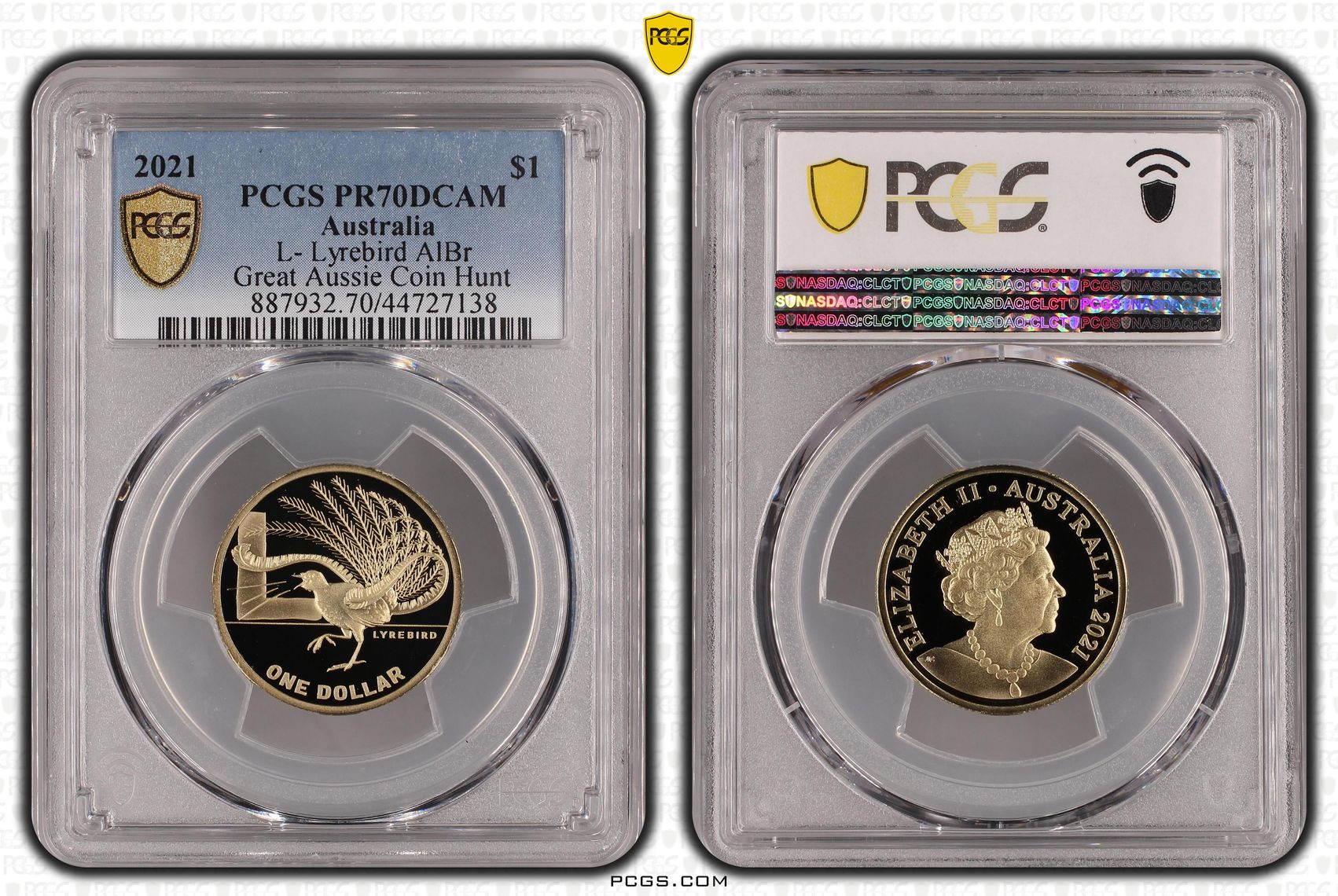 Elizabeth II, L- Lyrebird, One Dollar, 2021, PCGS PR 70DCAM
