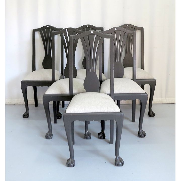 SET OF 6 PAINTED DINING CHAIRS