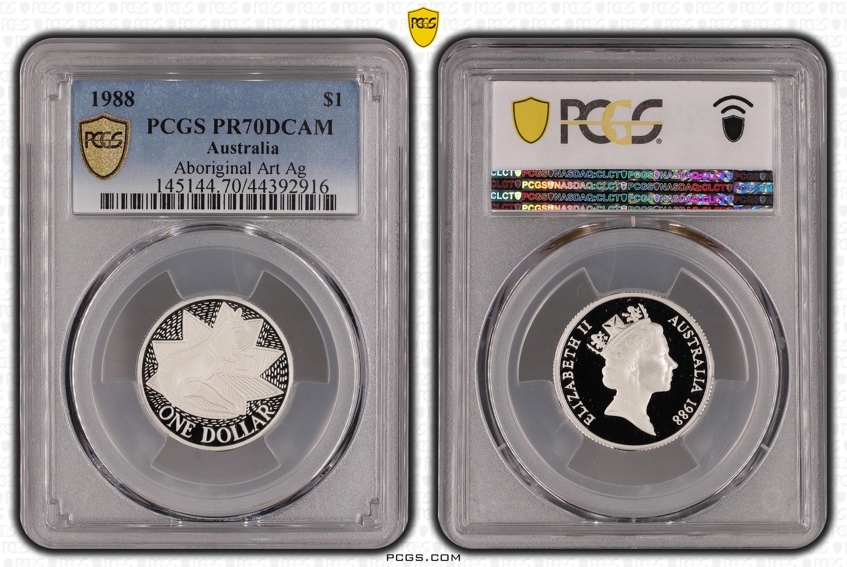 1988 Australia One Dollar, $1 Silver Aboriginal Art Silver PCGS - PR70DCAM POP 25/0 -916