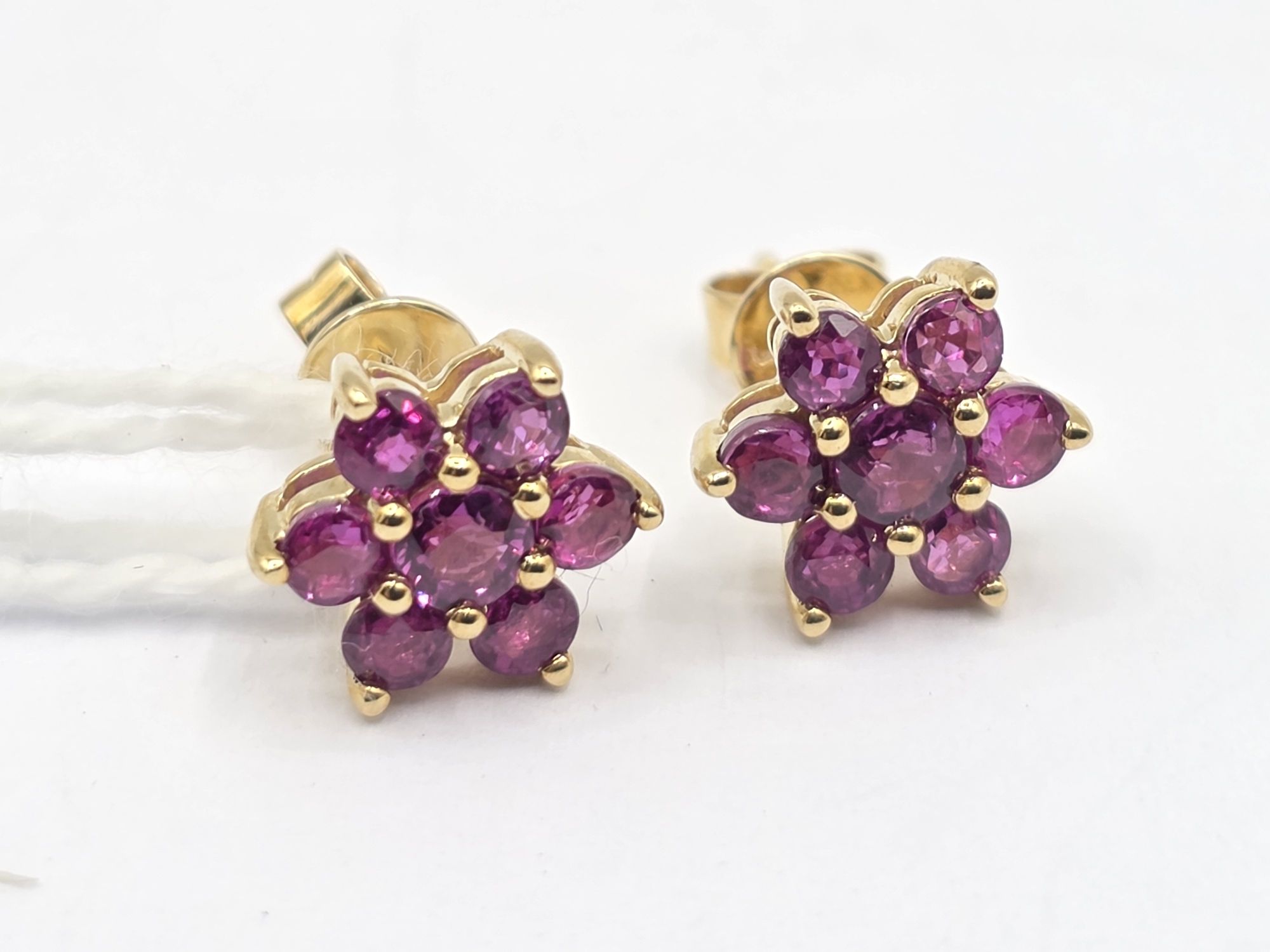 9ct Gold And Ruby Floral Stud Earrings