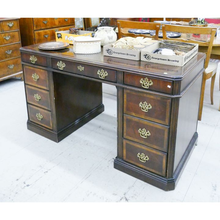 Lane Inlaid Mahogany Knee Hole Desk- 30x54x26''