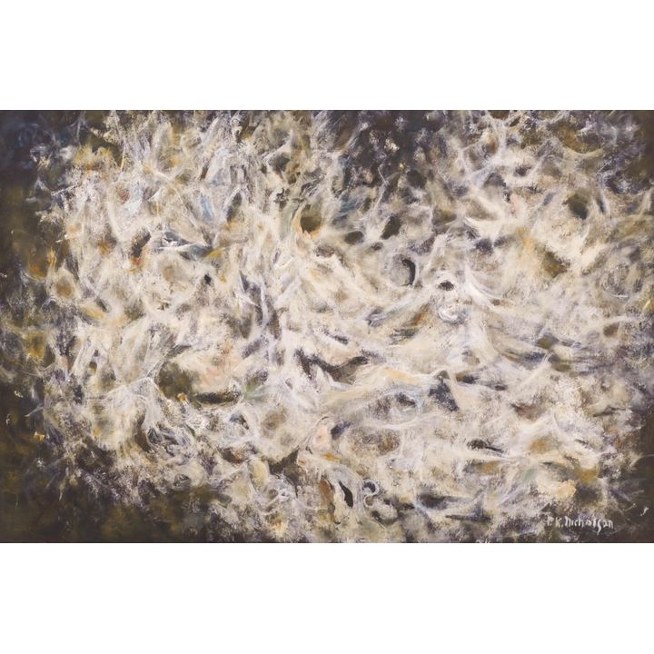 Patricia (P.K.) Nicholson ''Sea Clash'' 1950's Egg Tempera