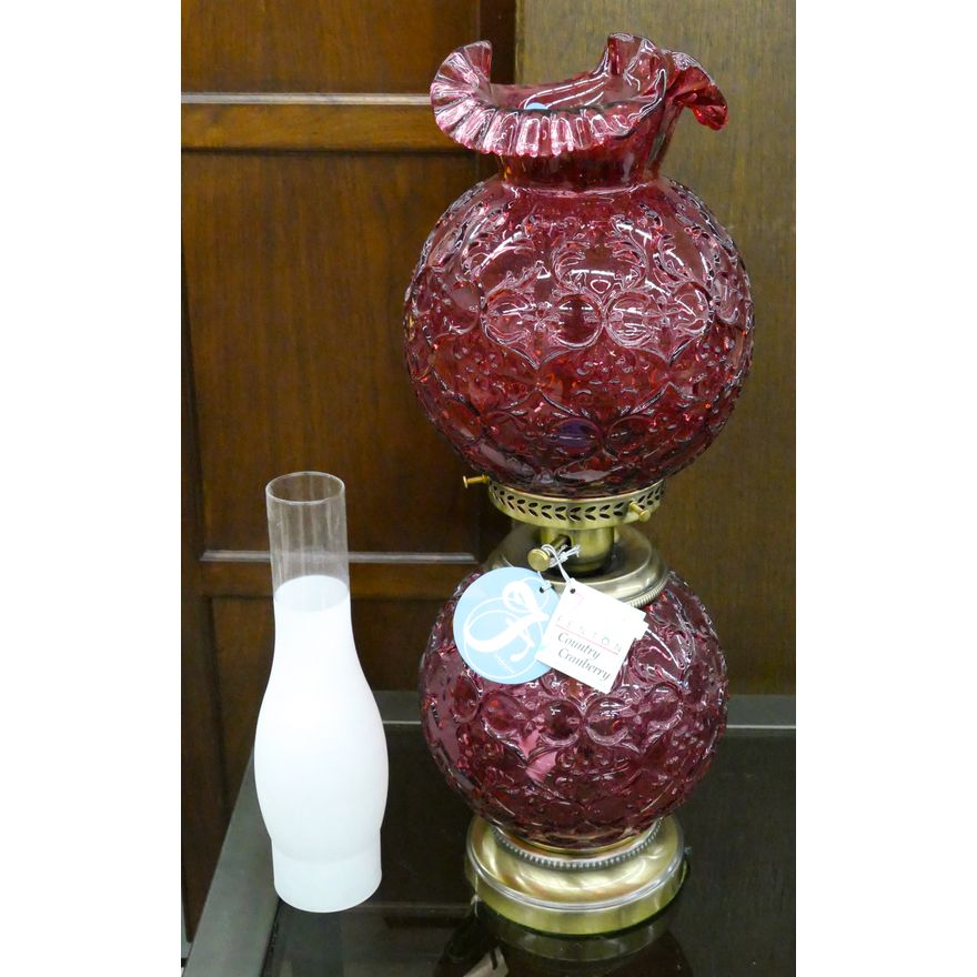 Fenton Country Cranberry GWTW Electric Table Lamp 22''