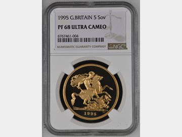 1995 PROOF GOLD 5 POUND PF68 UCAM ELIZABETH II
