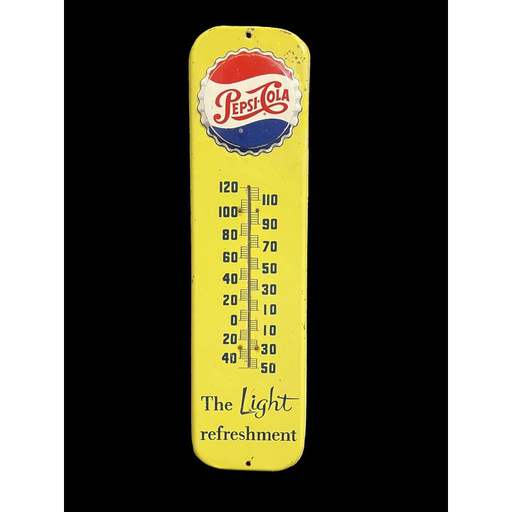 The Light Refreshment Pepsi Cola Tin Metal Soda Thermometer