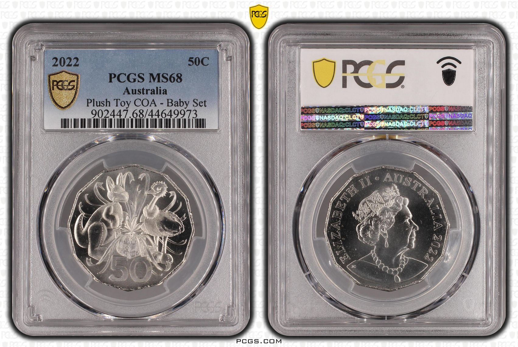 Elizabeth II, Plush Toy, Fifty Cent, 2022, PCGS MS 68