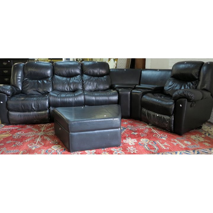 LEATHER RECLINING CORNER LOUNGE SUITE,