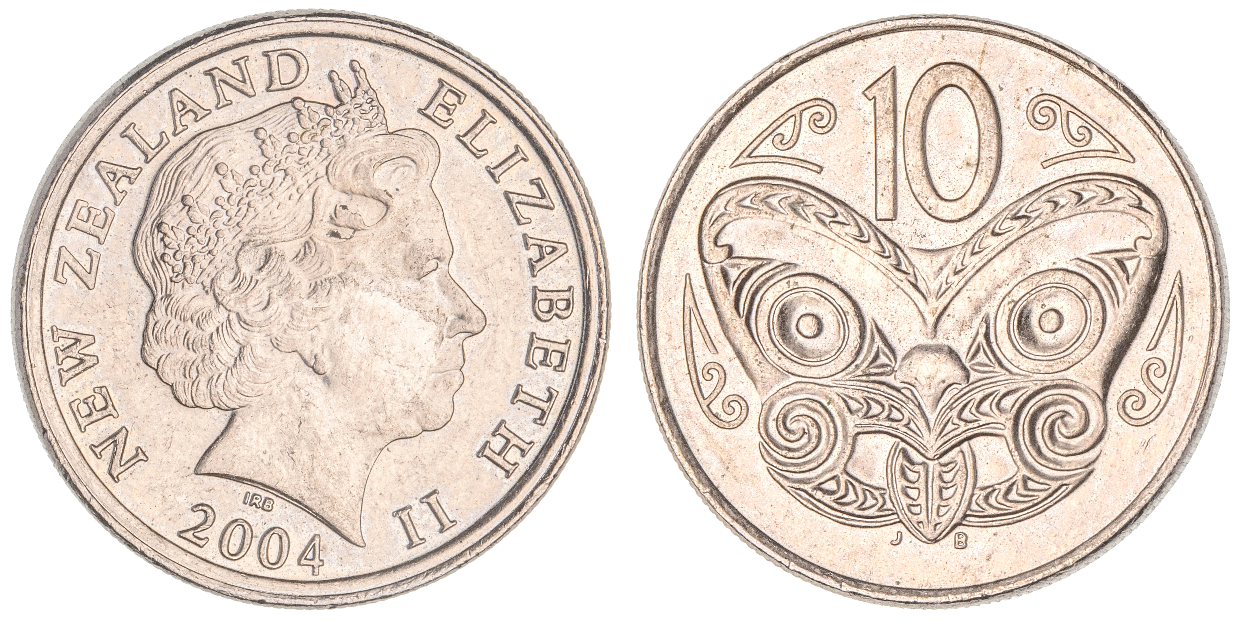 New Zealand, Elizabeth II, Ten Cents, 2004, aUNC