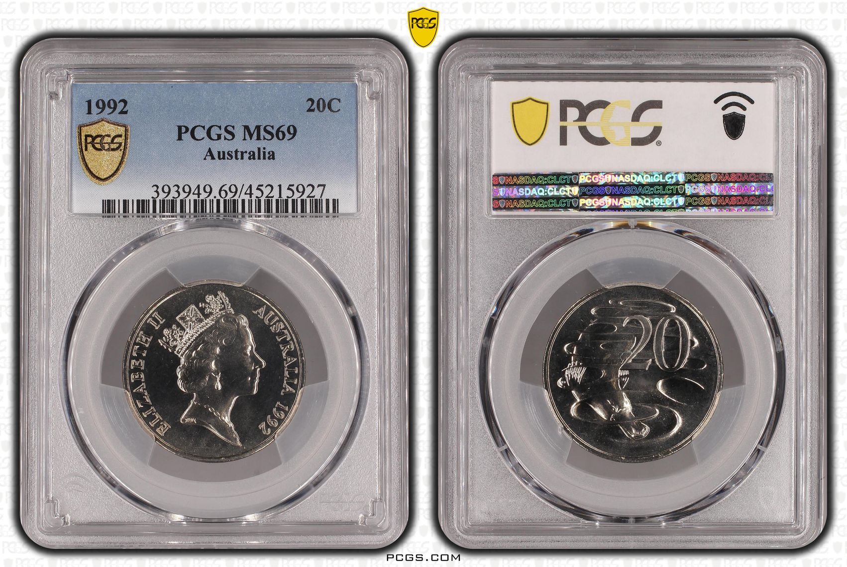 1992 Australia Twenty Cent, 20c PCGS - MS69 POP 1/0 -927