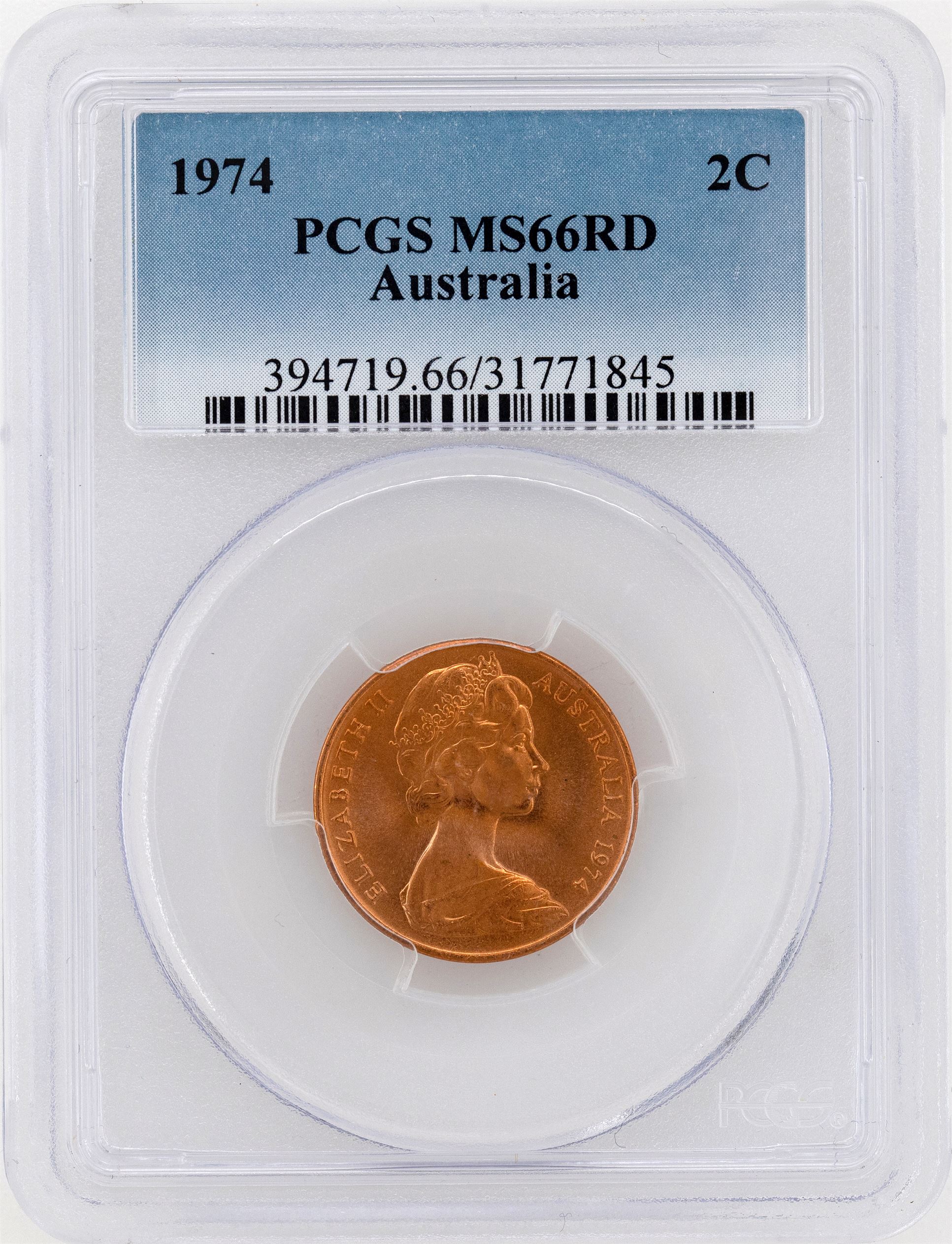 1974 Australia Two Cent, 2c PCGS - MS66RD -845