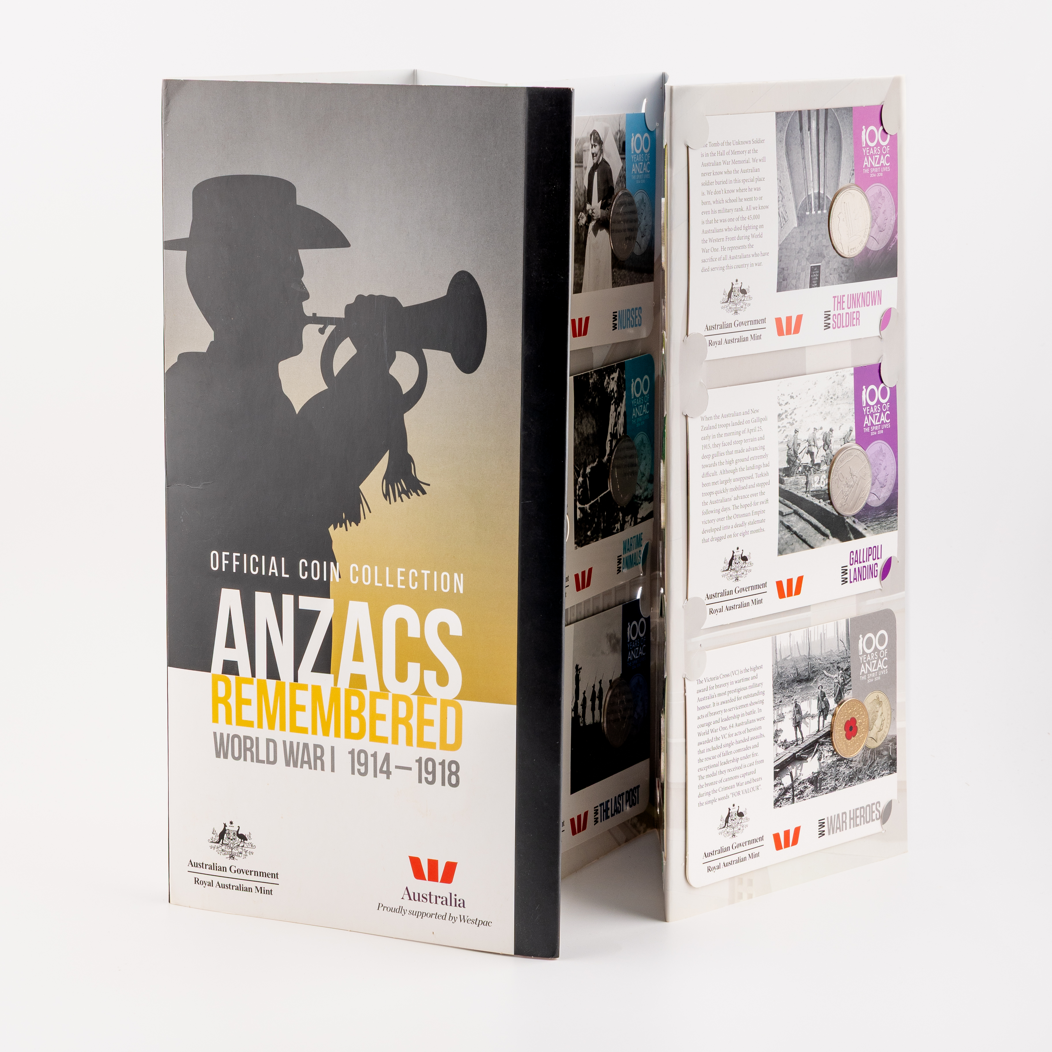 115 · Elizabeth II, ANZACS Remembered WWI 1914-1918, Twenty Cents - One Dollar, 2015,  UNC - CHU