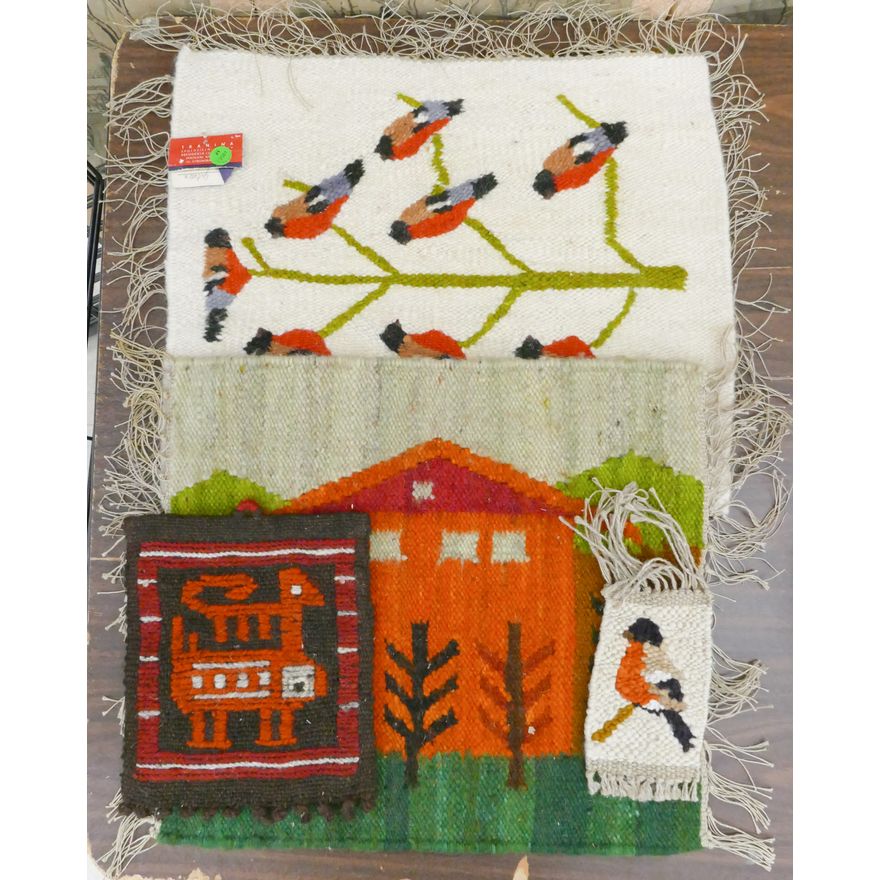 4pc Mid Century Polish Small Tapestries 19''x16'' Largest