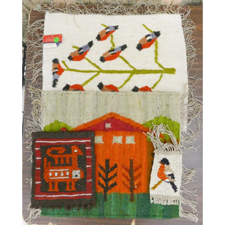 4pc Mid Century Polish Small Tapestries 19''x16'' Largest