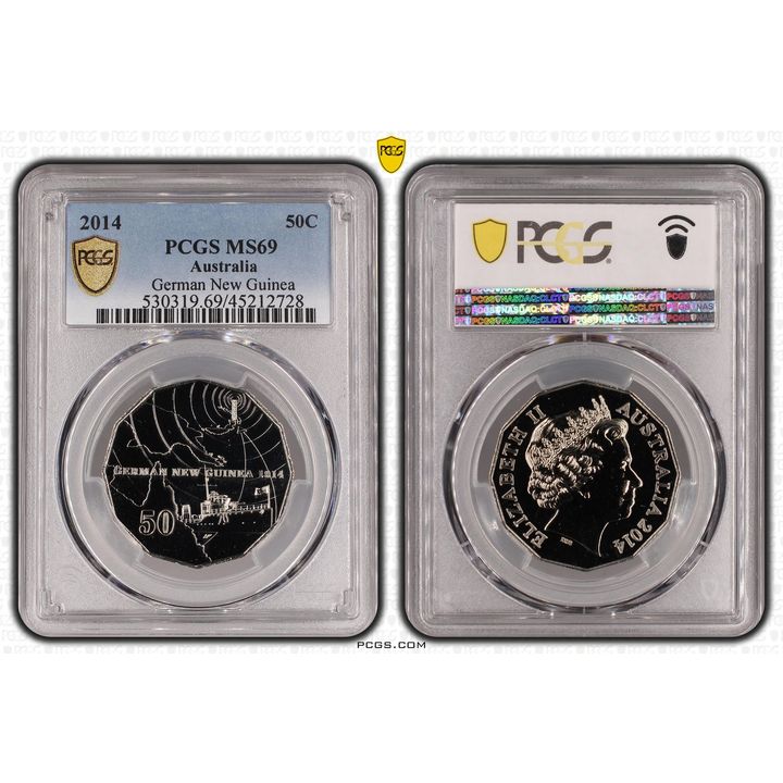 2014 Australia Fifty Cent, 50c German New Guinea PCGS - MS69 POP 14/0 -728