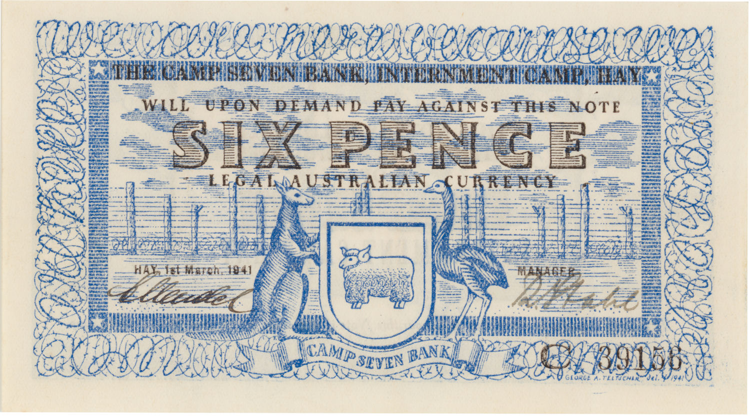 Hay Internment Camp, Sixpence, WWII, PCGS Extremely Fine 40
