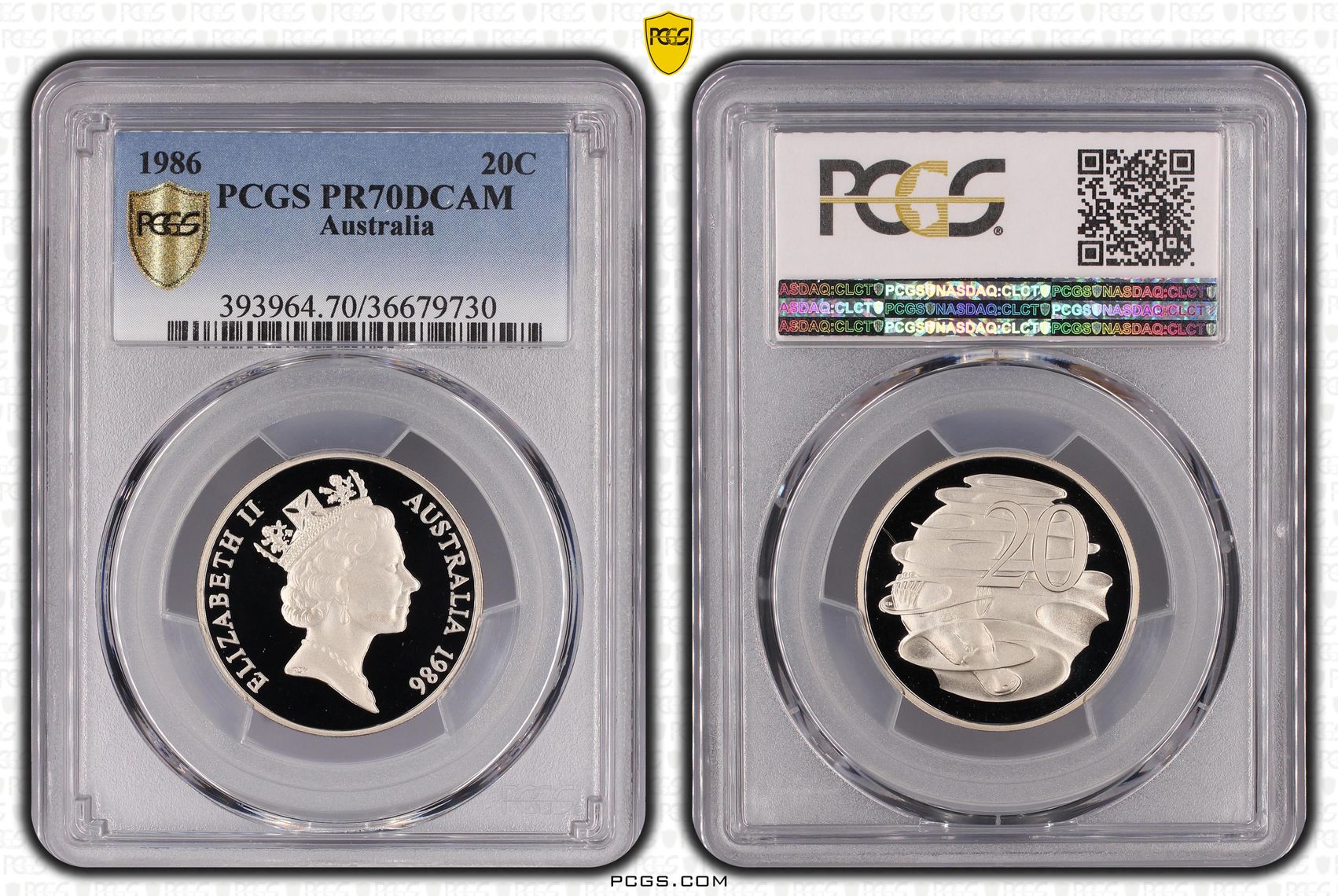 183 · 1986 Australian Twenty Cent, 20c Proof PCGS - PR70DCAM POP 26/0 -730