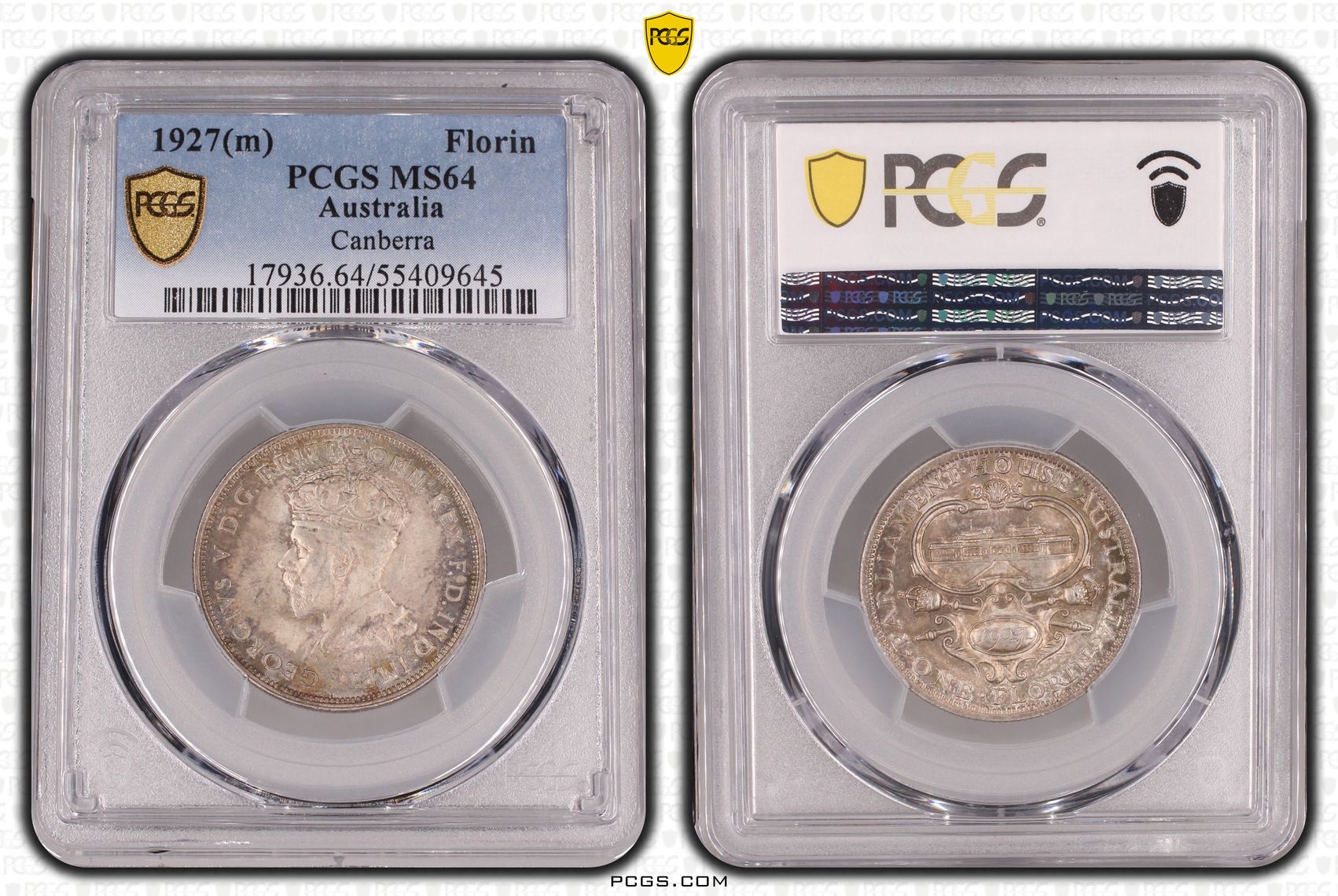Canberra, Florin, 1927(m), PCGS MS64