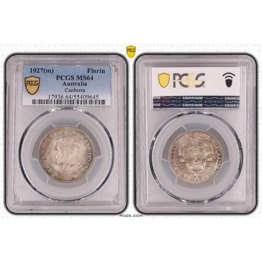 Canberra, Florin, 1927(m), PCGS MS64